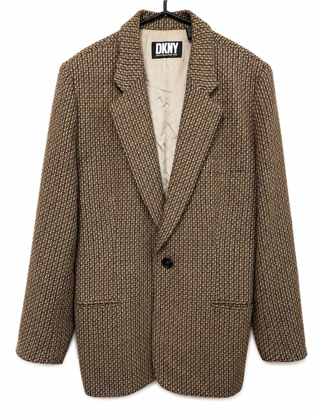 Vintage DKNY Women’s Size 6 100% Wool Tweed Blazer Brown